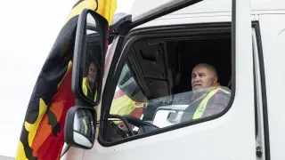 Emilio Seco, portavoz de la Plataforma Nacional de Defensa del Transporte, hace dos años en las protestas que protagonizaron los camioneros.