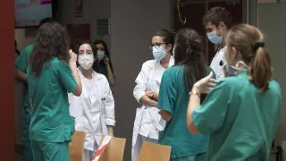 Acto de acogida en el hospital Miguel Servet en 2020 de los nuevos residentes que se han formado en el Sector II.