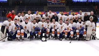 La selección española de hockey hielo de la anterior ronda del Preolímpico.