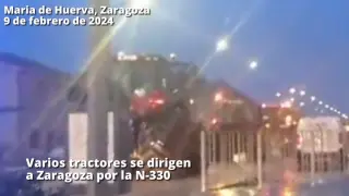 Varios tractores se dirigen a Zaragoza por la N-330