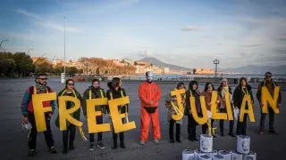 Assange supporters protest in Naples