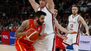Partido España-Letonia, encuentro de clasificación para el Eurobasket 2025, en el pabellón Príncipe Felipe de Zaragoza
