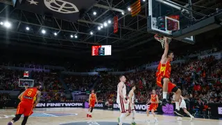 Partido España-Letonia, encuentro de clasificación para el Eurobasket 2025, en el pabellón Príncipe Felipe de Zaragoza
