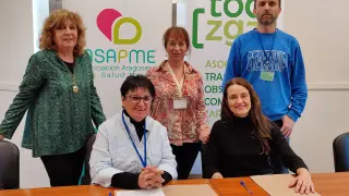 Firma del acuerdo entre Asapme y TOC Zaragoza.