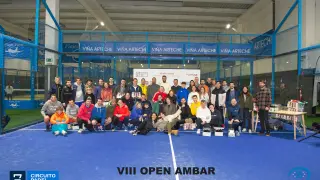 Los finalistas del Open Ambar de Pádel Zaragoza.