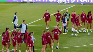 Entrenamiento de la selección española de fútbol en Sevilla