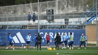 Entrenamiento del Real Zaragoza en la Ciudad Deportiva.