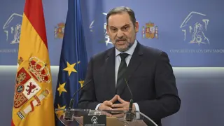 MADRID, 27/02/2024.- El exministro José Luis Ábalos, durante la rueda de prensa que ha ofrecido este martes en el Congreso. EFE/Fernando Villar