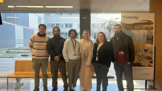 Grupo de investigación de la Unizar, de izquierda a derecha: Ramón Hurtado, Billy Veloz, David Sánchez, Irene Ginés, María Bort y Víctor Taleb.