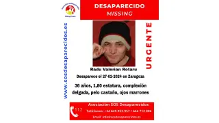 Radu Valerian Rotaru desaparecido en Zaragoza.