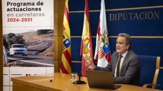 Sánchez Quero, este lunes durante la presentación del plan de carreteras