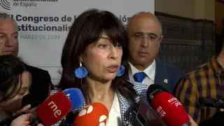 La ministra de Igualdad, Ana Redondo, atiende a los medios de comunicación