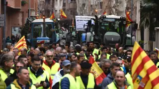 Tractorada de protesta de la plataforma HEGA por las calles de Huesca.