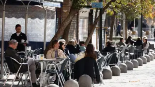 Terrazas en la plaza de San Francisco en Zaragoza