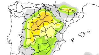 Mapa de la Aemet con los niveles de polvo mineral sahariano en España