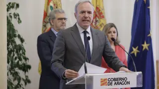 El presidente Jorge Azcón este jueves en la sede del Gobierno de Aragón.