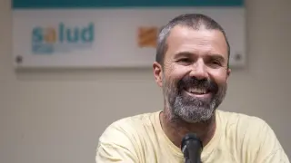 Pau Donés, durante una charla con pacientes oncológicos en el Hospital Miguel Servet, en 2018.