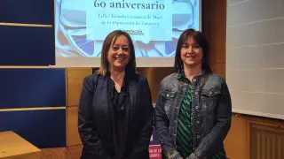 La diputada delegada de Cultura de la DPZ, Charo Lázaro, y la directora del Taller Escuela, María Giménez, han presentado este lunes los actos conmemorativos del 60º aniversario del centro.
