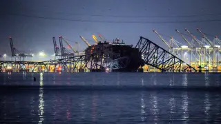 Large Baltimore bridge collapses after it is hit by a ship