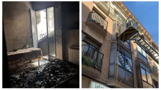 Estado que quedó la habitación en el incendio ocurrido en este edificio de la calle Padre Huesca.