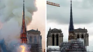 Notre-Dame, durante el incendio y la restauración