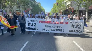 Miembros aragoneses del colectivo #J2 durante la protesta del sábado en Madrid.