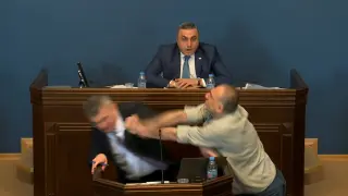 Lawmakers brawl as Georgian parliament considers 'foreign agent' bill