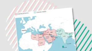 Mapa de Oriente Medio y de Oriente Próximo