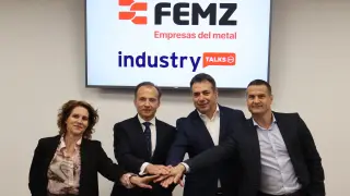 Rerpesentantes de la plataforma Industry Talks con los responsables de la Federación de Empresarios del Metal de Zaragoza.