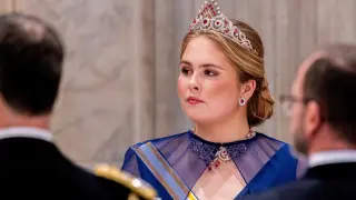 Spanish King Felipe and Queen Letizia attend the state banquet with Dutch King Willem-Alexander and Queen Maxima, in Amsterdam