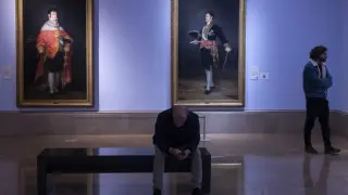 Imagen de archivo de una de las salas dedicadas a Goya en el Museo de Zaragoza. Al fondo, los retratos de Fernando VII y del duque de San Carlos