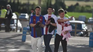 Fotos de la llegada de los dos equipos para el derbi aragonés.