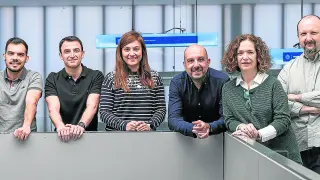 Antonio Iglesias, de Appser Data; Alejandro Labarías y Lucía Royo, de Electroingenium; Pablo Pérez, de EDIH Aragón; y Rosa Montañés y Rafael del Hoyo, de IA del ITA.
