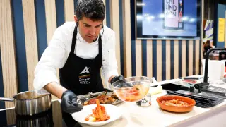 Pastores presenta la gama de conservas de Ternasco de Aragón en el Salón Gourmets en Madrid.