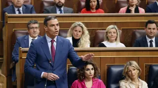 El presidente del Gobierno, Pedro Sánchez, interviene en la sesión de control al Gobierno celebrada este miércoles en el Congreso.