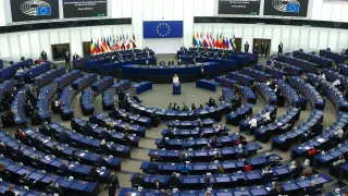 Fotografía de archivo de una vista general del Parlamento Europeo durante una comparecencia de la presidenta de la Eurocámara, Roberta Metsola.. (Foto de ARCHIVO)..18/01/2022 [[[EP]]]