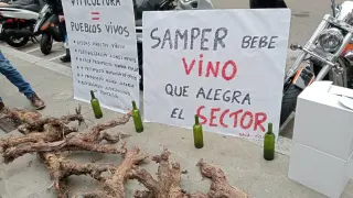 Carteles exhibidos en la protesta de agricultores del pasado 22 de febrero en Zaragoza.