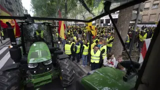 Protesta de agricultores este sábado en Zaragoza.
