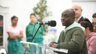 Antonio Nguema, durante la presentación de la campaña de Atades.