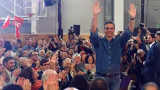 Pedro Sánchez, el jueves pasado, en un acto de las elecciones catalanas.