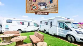 Zona de caravanas VIP en el Monegros Desert.