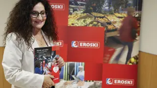-La máxima responsable ejecutiva del grupo Eroski, Rosa Carabel, este miércoles donde presentó los resultados de la cooperativa al cierre del ejercicio 2023