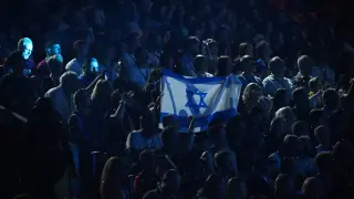 Una bandera israelí entre el público en el Malmö Arena