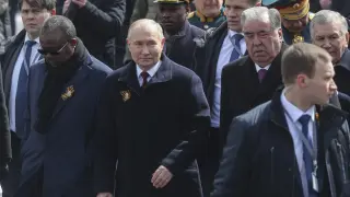 Vladimir Putin en el 79 aniversario de la victoria sobre la Alemania nazi en la Segunda Guerra Mundial celebrado en la Plaza Roja de Moscú.