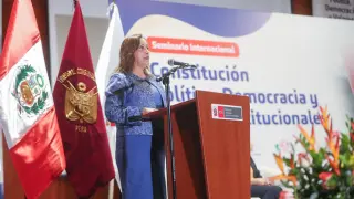 Fotografía cedida por la Presidencia de Perú que muestra a la presidenta Dina Boluarte