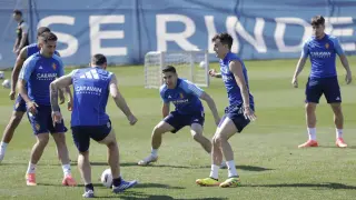 Entrenamiento del Real Zaragoza en la Ciudad Deportiva para prepara el partido contra el Oviedo