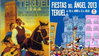 El programa de las Fiestas de Teruel. A la izquierda el de 1944 (Ferias y Fiestas de San Fernando) y a la derecha el de 2013 (Fiestas del Ángel).
