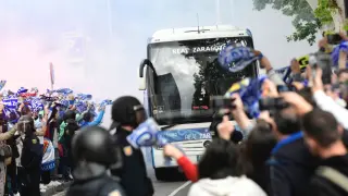 Llegada del autobús del Real Zaragoza