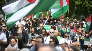 Manifestación de apoyo a Palestina en Zaragoza.