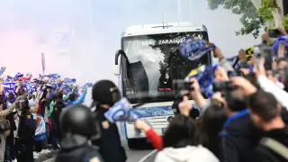 Partido del Real Zaragoza contra el Racing de Ferrol en La Romareda.
